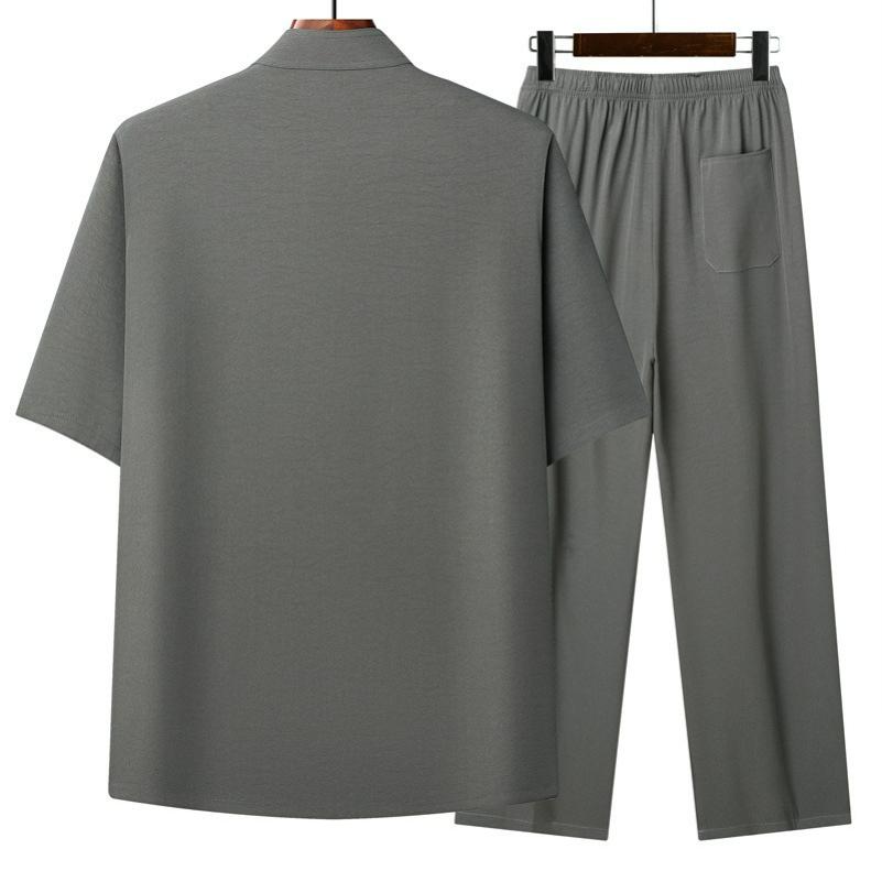 Tang Suit Men's Short-sleeved Father Summer Suit Chinese Style Suit Summer Spring and Autumn Long-sleeved Father