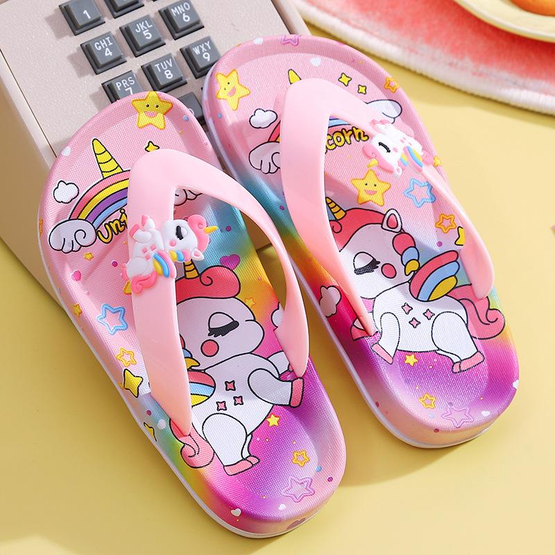 Kids Sandals Girls 2026 Summer Slipper New Cartoon Cute Girls Flip Flops Comfortable Non-Slip Beach Slipper