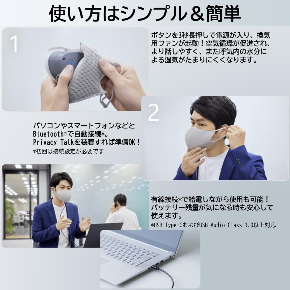 Canon Privacy Talk MD-100-GY Wearable Noise Reduction Device Earphone with Microphone for