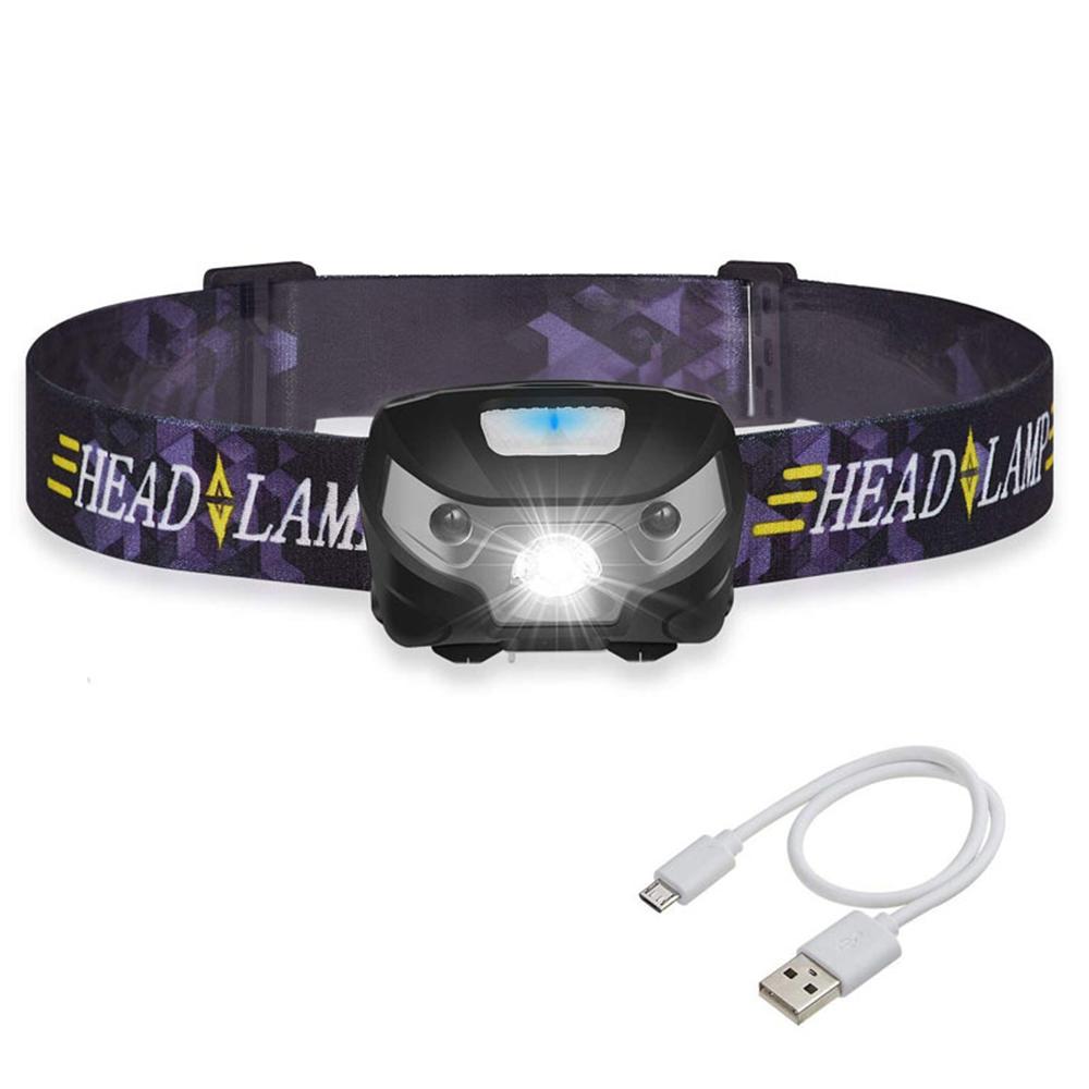 Camping LED Lamp Intelligent Sensor Headlight USB Headlamp Torch Head Light Flashlight