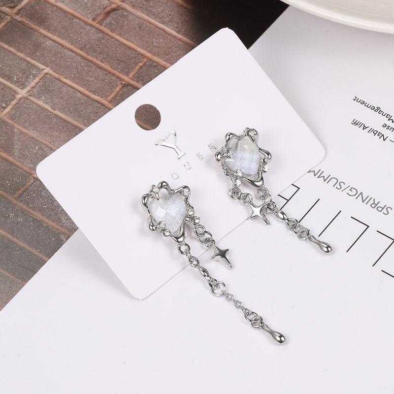 Irregular Heart Tassel Star Earrings Women Fashion Personality Earrings Trendy Party Jewelry Gift