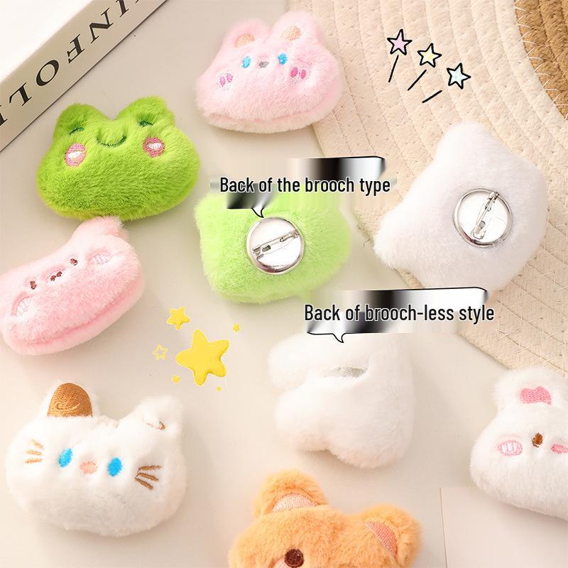 Adorable Plush Bear & Rabbit Brooch Keychain for Kids & Women - Cute Bag or Pin Accessory