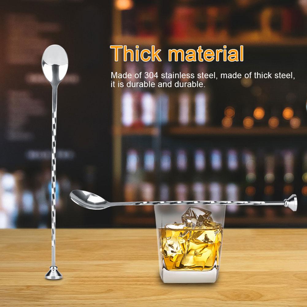 Cocktail Drink Mixer Stainless Steel Stirring Mixing Spoon Ladle Muddler Bar