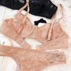 Set de lenjerie intimă franțuzească sexy pentru femei Set de sutien cu broderie din dantelă ultra subțire, confort de vară, sutien respirabil și seturi de lenjerie cu spatele T