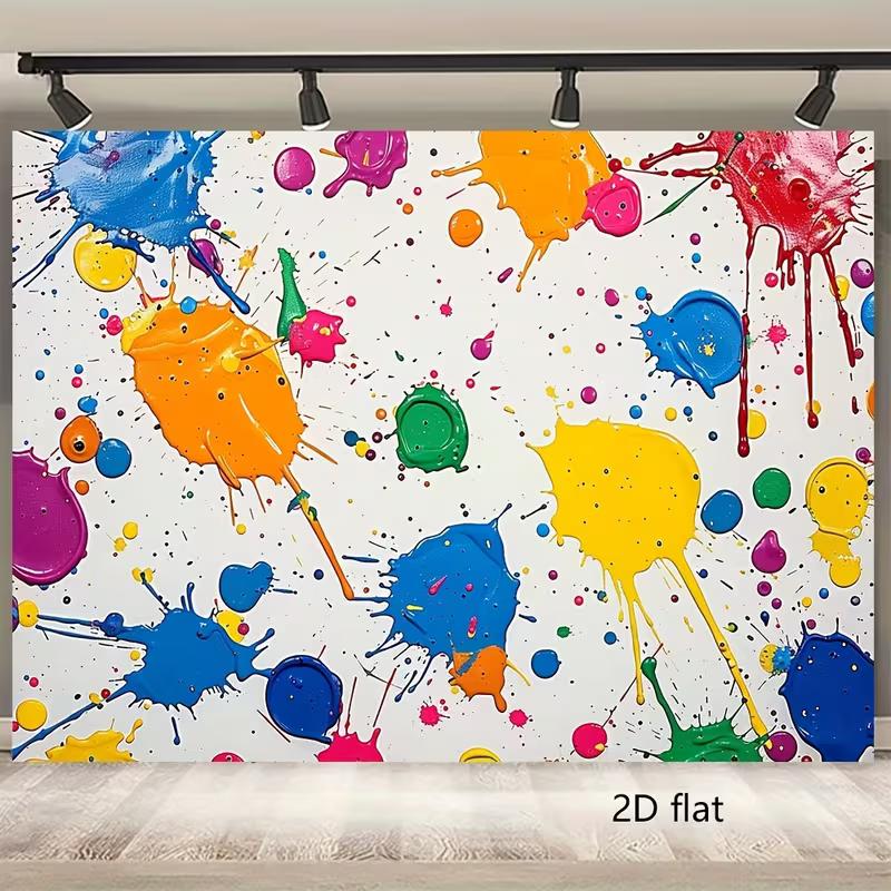 2D Flat Printed Colorful Paint Splash Background for Themed Events