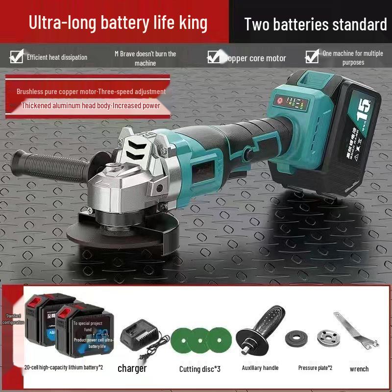 משחזת זווית אלחוטית בעלת הספק גבוה: מנוע מברשות רב-תכליתי לטחינה וליטוש