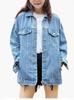 Women's European and American Style Denim Jacket - Loose, Casual, Long Sleeve Plus Size
