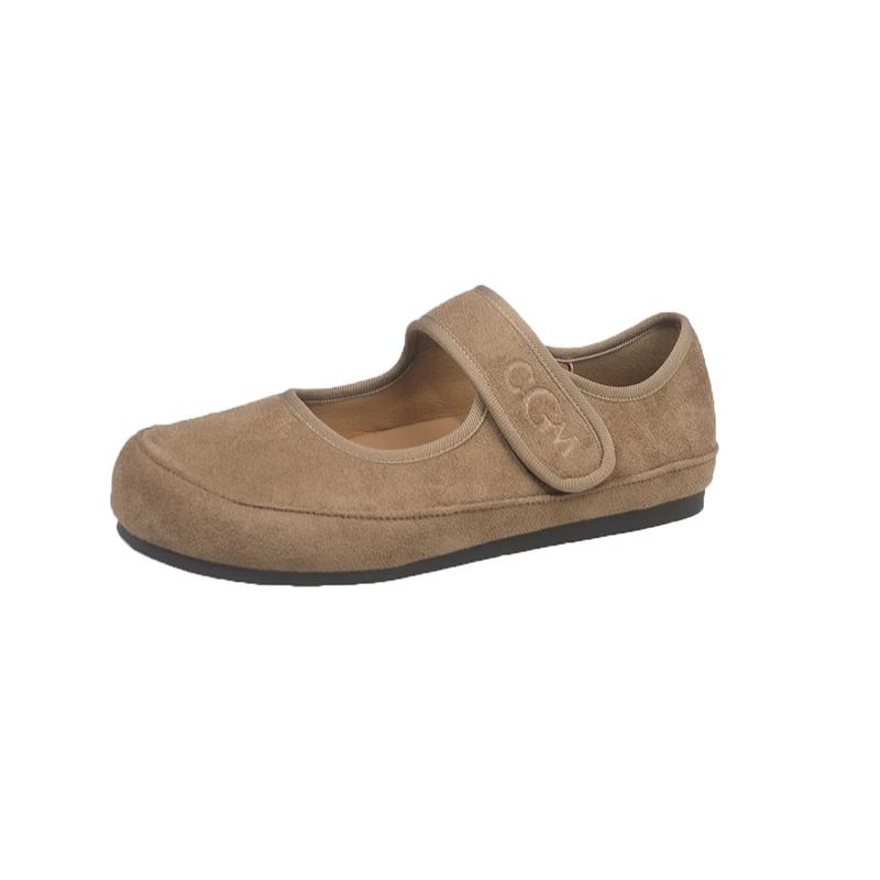Women's Flat Shoes Round Toe Flannel Hook & Loop Shoes for Women Dress Leisure Shallow Mouth Anti-Slip Sole Zapatillas De Mujer