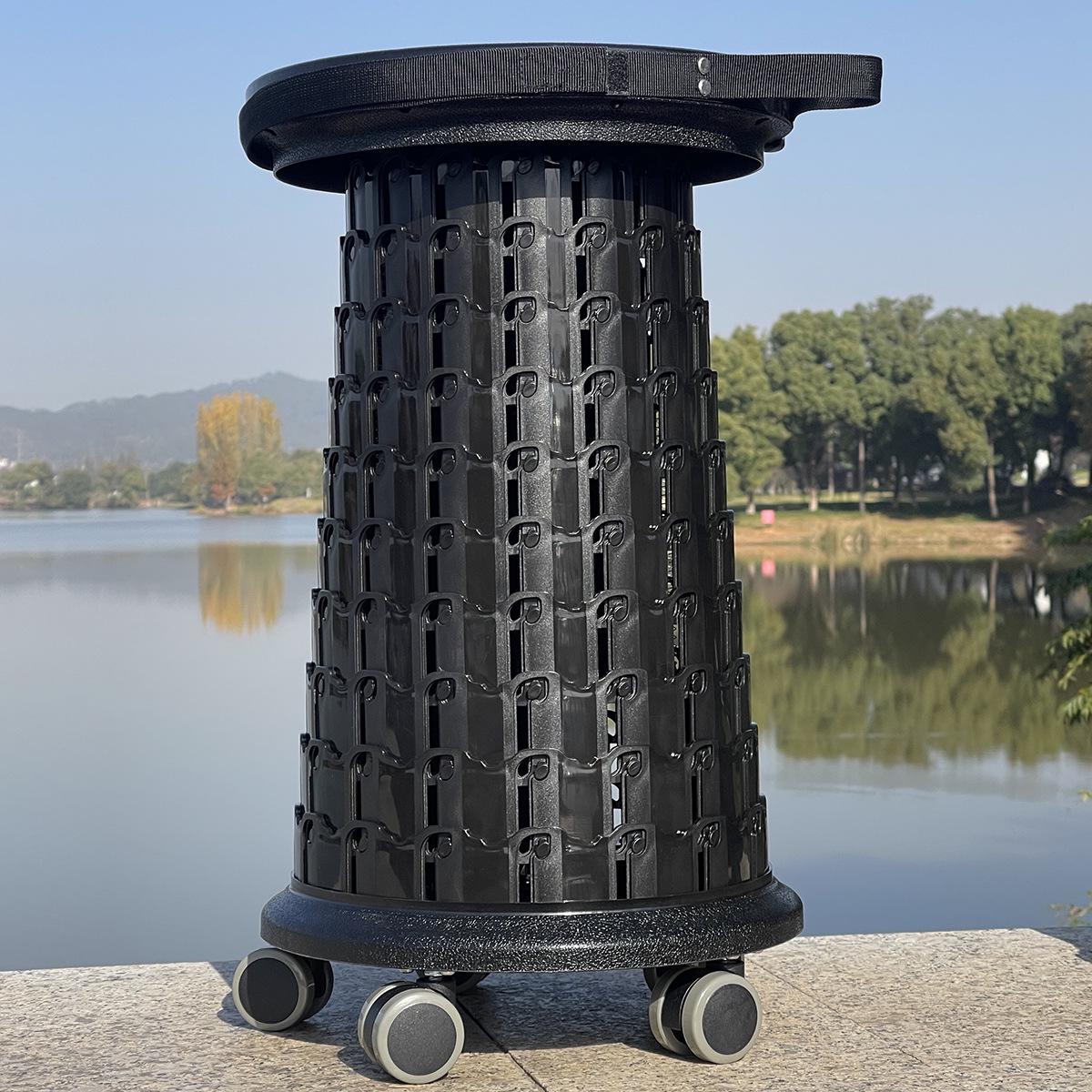 

13th Gen Telescopic Folding Stool with Wheels for Photography, Night Markets, Barber Shops, Booths, and Shoe Fittings. чорний