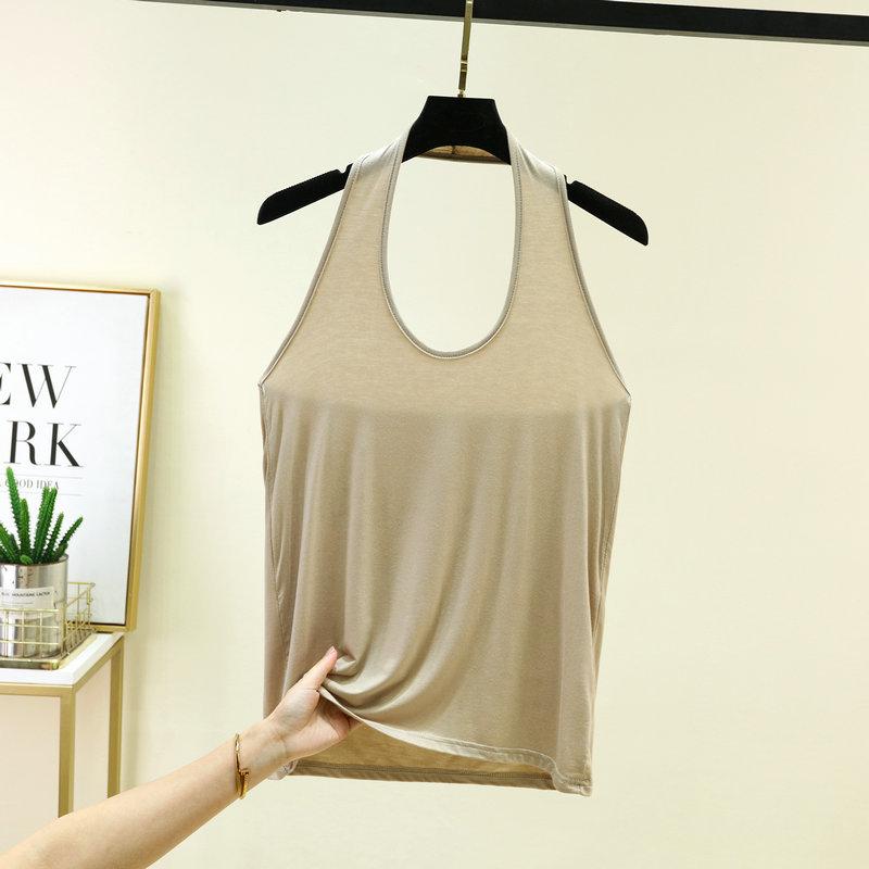 Modal U-Neck Halter Tank Top Sexy Sleeveless Halter Camisole for Outerwear Skin-Friendly Bare-Skin Feeling Base Layer Tops Pilates & Yoga Wear