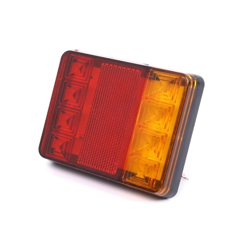 2Pcs LED Trailer Tail Light 12V 8 LED Amber Red Taillight Turn Signal Brake Running Tail Stop Light for Truck Camper RVs