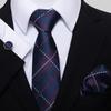 Newest Style Holiday Present  Tie Pocket Squares Cufflink Set Necktie Men Dark Blue Wedding Accessories Office Cravat