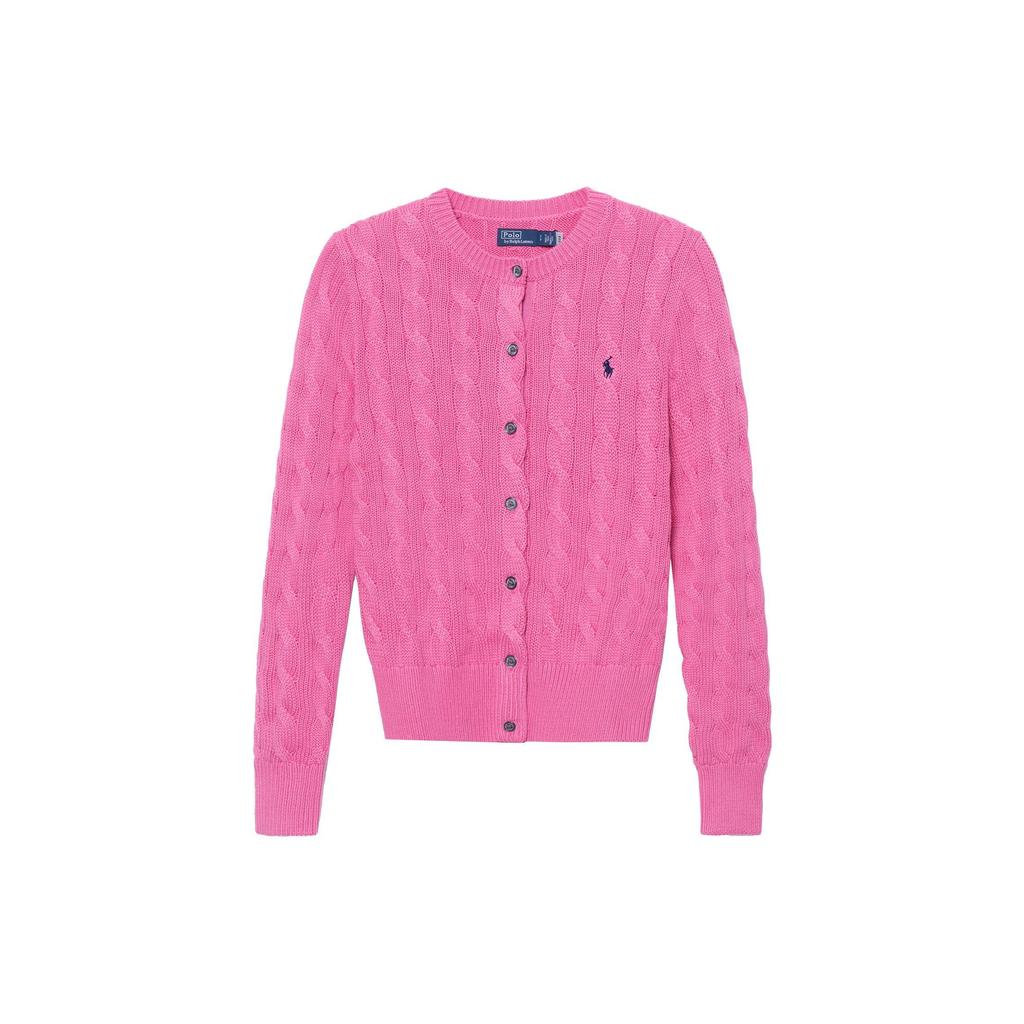 Polo Ralph Lauren SS23 Solid Color Embroidered Cable Knit Long Sleeve Sweater Women sweater Rose-Red 211891643007