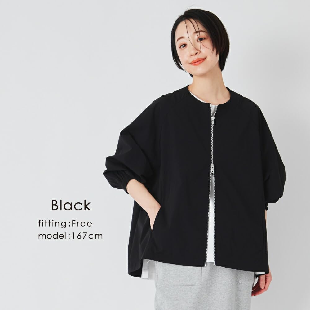 ever closet Women's Rash Guard Jacket, Water-Repellent, Perfect for Pool, Beach, and Summer, Black, Size F