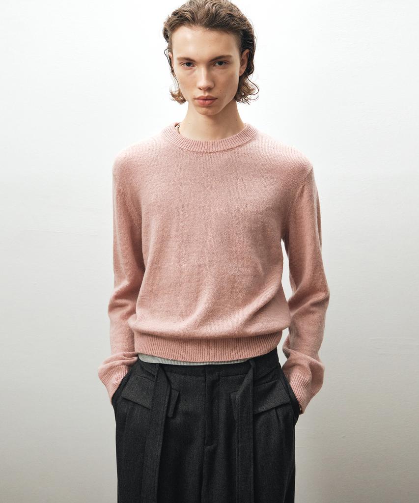 NOIRER Kid Mohair Boucle Crop Knit (Pink)