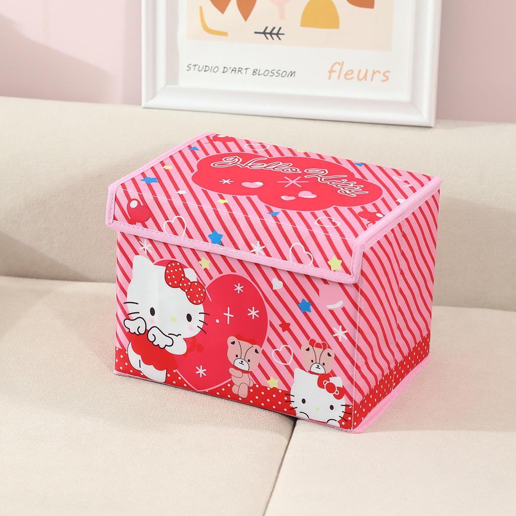 Kuromi Melody Print Foldable Leather Storage Box With Lid For Desk Organization And Travel Use  Kt