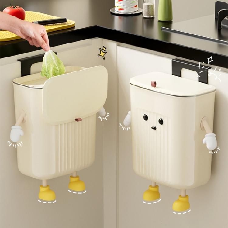 Hangings Trash Can with Lid Liter Wall Mounted Garbage Can for Kitchen Cabinet