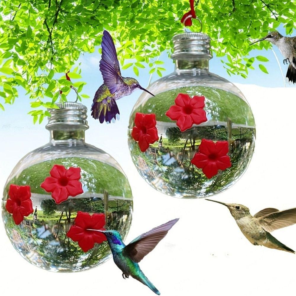 PET Kolibri Futterspender Kugelform / Herzform 3 Öffnungen Vögel Wasserspender Transparent Sichtbar Auslaufsicher Hängender Vogelfutterspender