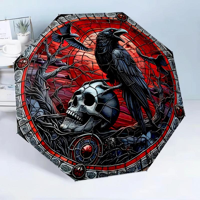 Raven In The Forest 8-Frame for Travel, camping, Casual Lightweight Portable Umbrella, Essential for every family Holidays Birthday Gift