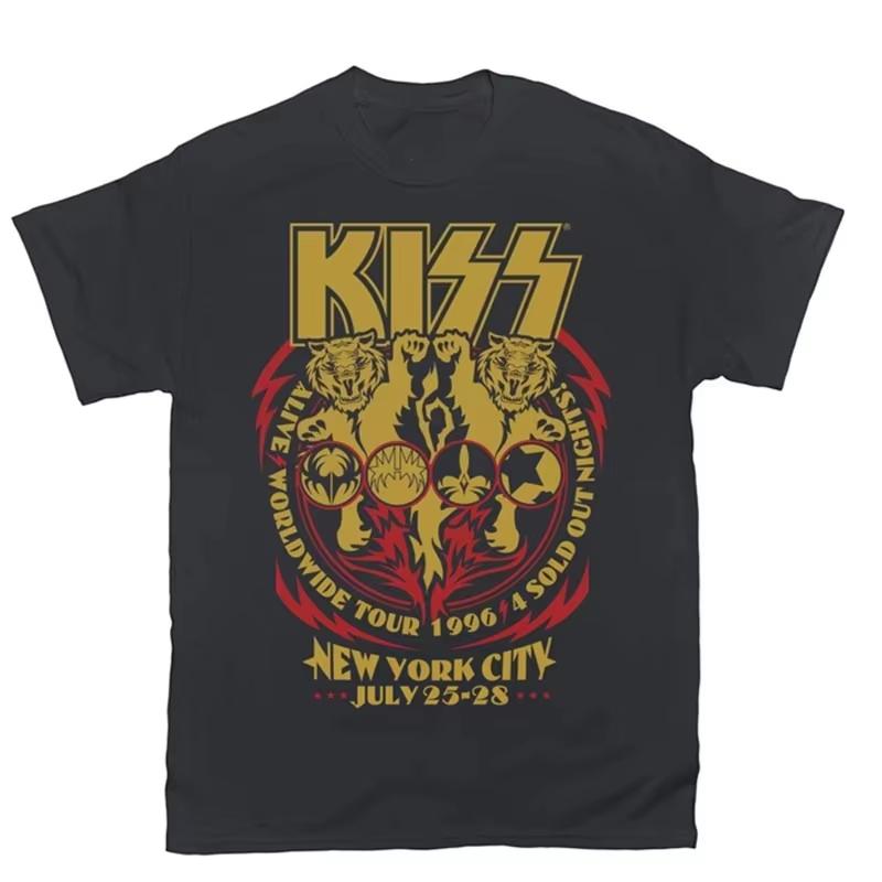 2026 KISS Rock Punk American Street Style Oversized Vintage Heavyweight Cotton Ins Y2K Women And Men T-Shirt
