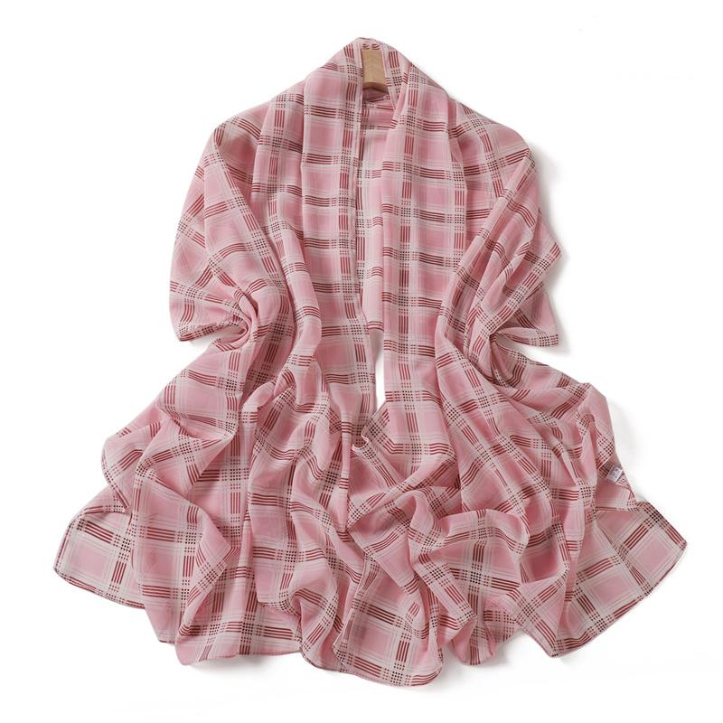 175*70CM New Plaid Print Islam Long Chiffon Scarf Wrapped Scarf Muslim Women's Hijabs Shawl Ramadan Female