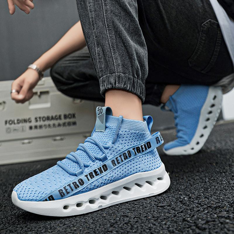 Shoes New mesh fly-woven sneakers large size youth running shoes flame sole lightweight casual coconut shoes