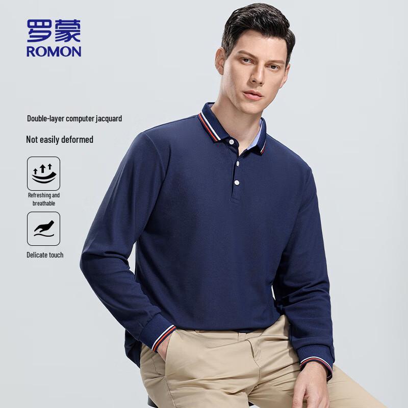 ROMON Men s Jacquard Long Sleeve Ribbed T-shirt L