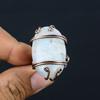 Natural Rainbow Moonstone Gemstone Handmade Copper Wire Wrap Ring Size 6 E7s96
