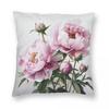 Pink Peonies Pillowcase Polyester Linen Velvet Printed Zip Decor Throw Pillow Case Sofa Seater Cushion Cover
