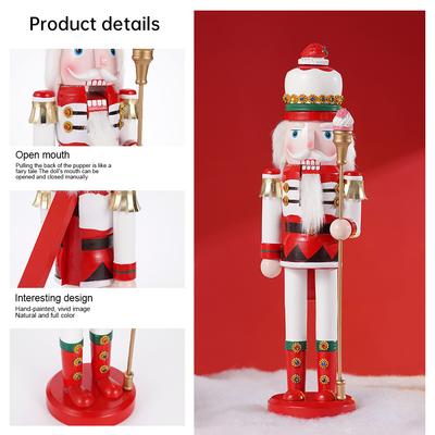 38CM Christmas Nutcracker Puppet Candy Series Soldier Wooden Nutcracker Statue Handicraft Doll Toy New Year Gift Home Decoration