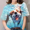 Large Size 3d Printed T-shirt Cute Animal Round Neck Short-sleeved Funny Cat and Dog Pattern Summer Women's Top