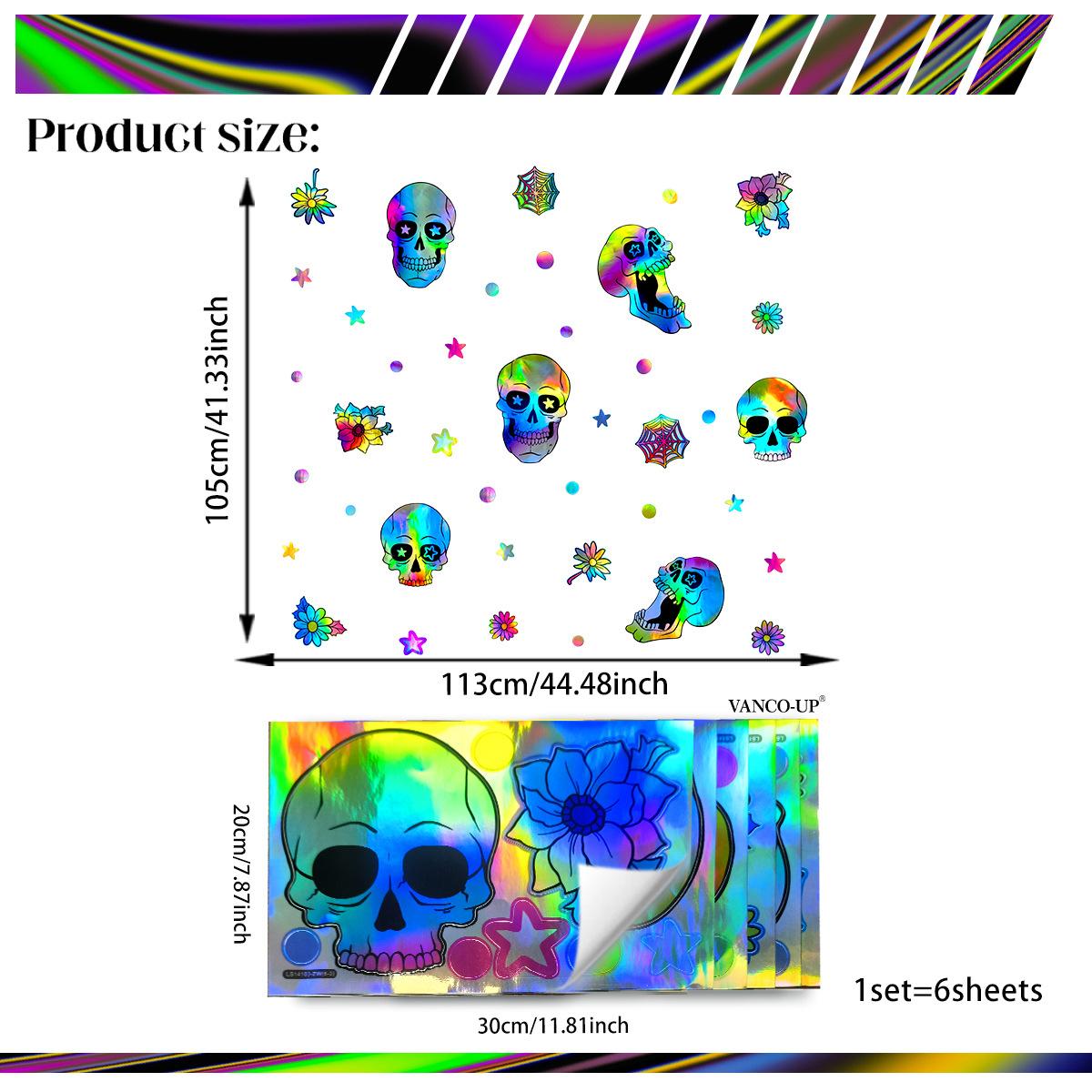

Ls14103 Laser Material Halloween Skull Wall Sticker Viewing Angle Is Different, Pattern Color Is Different