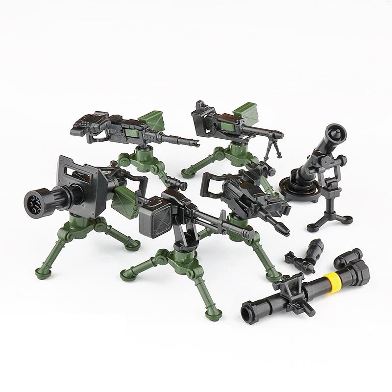 Military Plastic Weapons Mortar M2 Heavy Machine Gun MK19 Grenade SWAT Pack City Bricks Minifigurine Building Block Children Toy