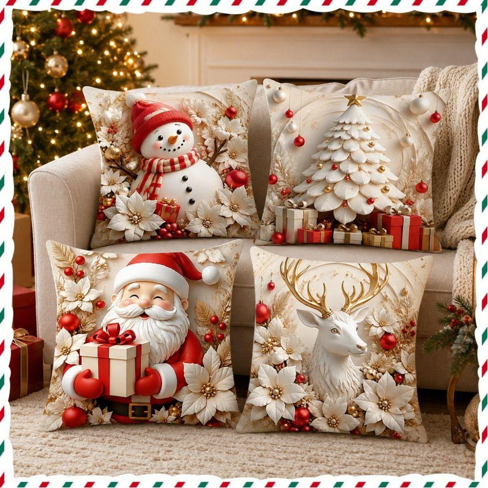 Detachable Soft Christmas Pillow Covers 45x45cm Christmas Themed Pillow Case  Sofa House Room