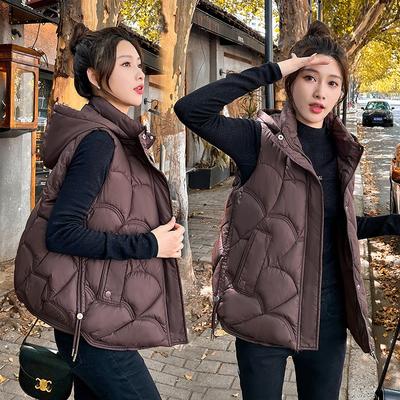 Autumn and Winter Fashion Versatile Down Cotton Vest Jacket Women's Short Loose Thickened Women's Cotton Vest Vest Winter