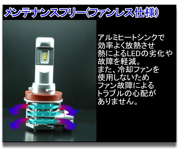 Nissei Kogyo POLARG LED Bulb for Lamps 4200K 3000lm 2 Pieces Fanless Same Size As Halogen Bulbs P3008C Vehicle Inspection Compliant Trusted Genuine