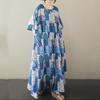 Short Sleeve Plus Size Cotton Vintage Floral New In Dresses for Women Casual Loose Long Summer Dress