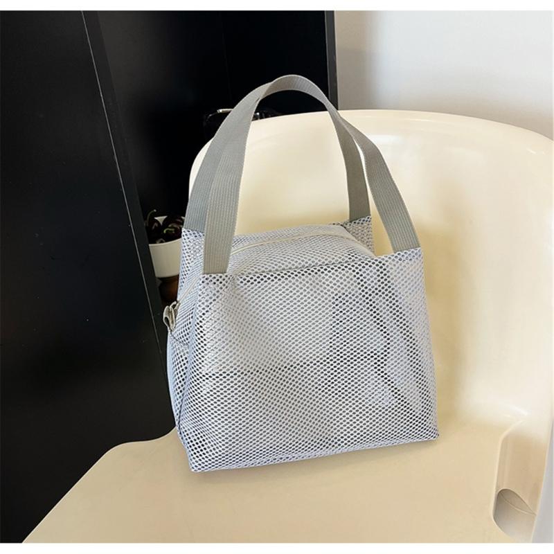 Ventilated Toiletry Organizer Clear Mesh Storage Bag Large Capacity Portable Shower Accessories Holder with Handle