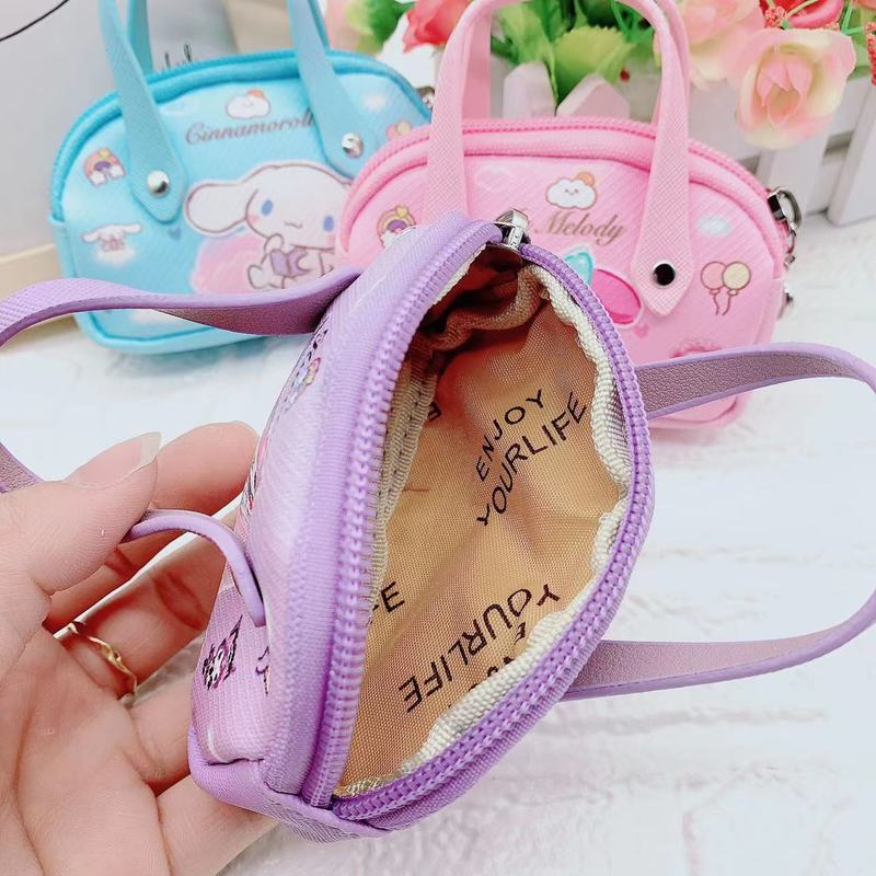 Anime New Cute Kawaii My Melody Kuromi Cinnamoroll Kids Cartoon Pu Coin Wallet Cute Mini Handbag Cute Storage Bag