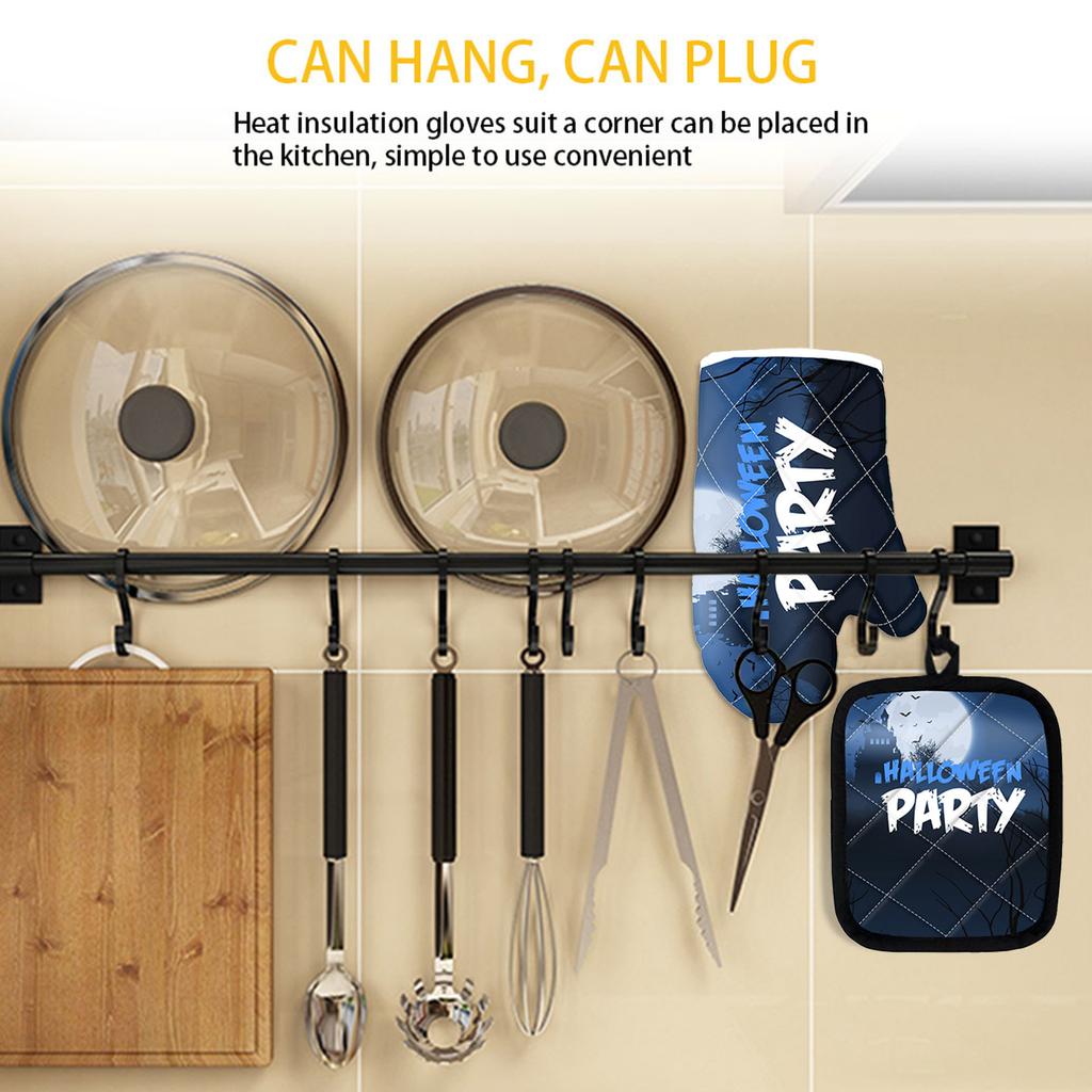 Halloween Baking Insulation Gloves Oven Microwave Oven Gloves Mat Set