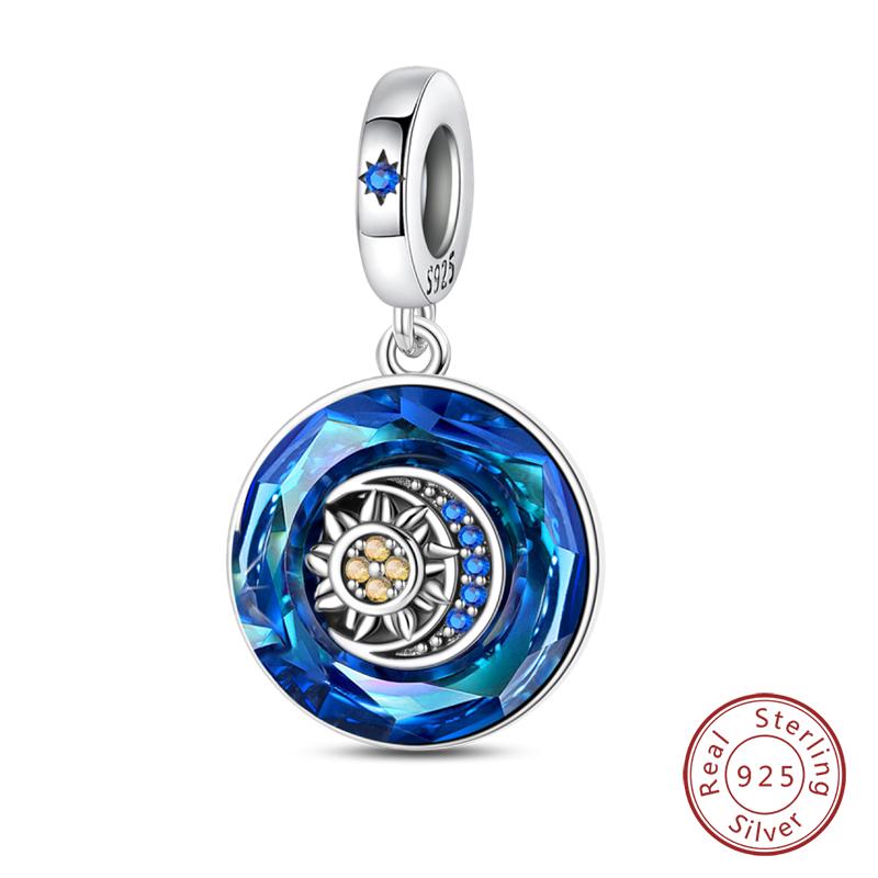 100% Copper Blue Crystal Life Tree Angel Star Moon Pendants Charms Fit Qikaola Original Bracelets Diy Jewelry