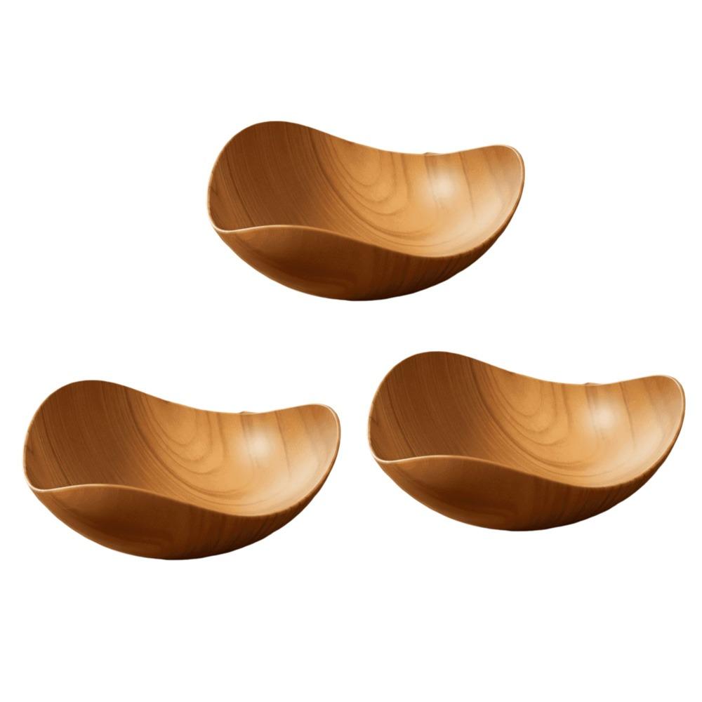 

3pcs/set Japanese Style Imitation Wood Grain Fruit Tray Plastic Household Dining Plate Large Capacity Snack Plate хакі