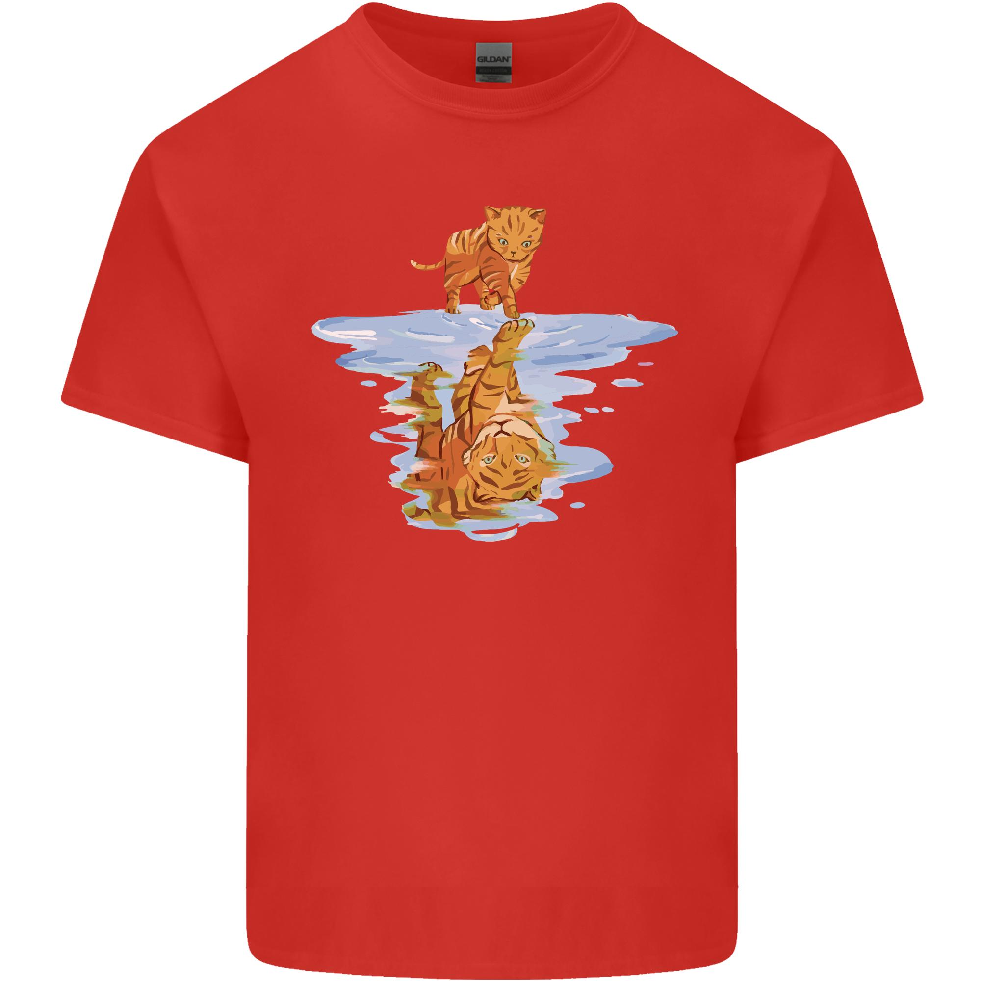Funny Tiger Cat Reflection Unisexs Light Cotton TShirt S