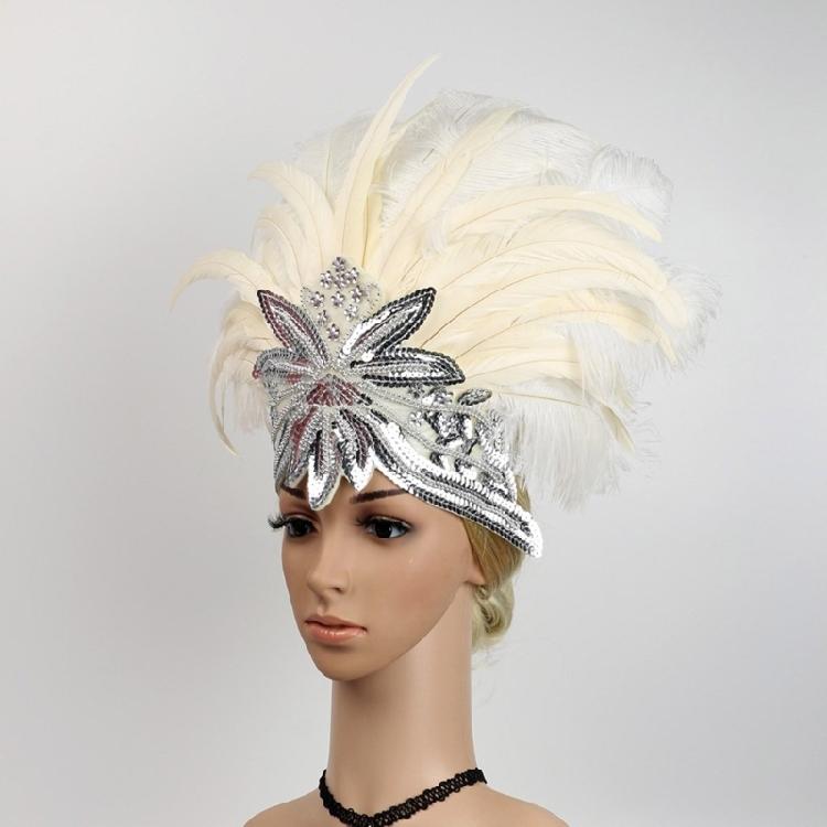 Feather Flapper Headband Masquerade Headpiece Mardi Gras Art Hair Accessories