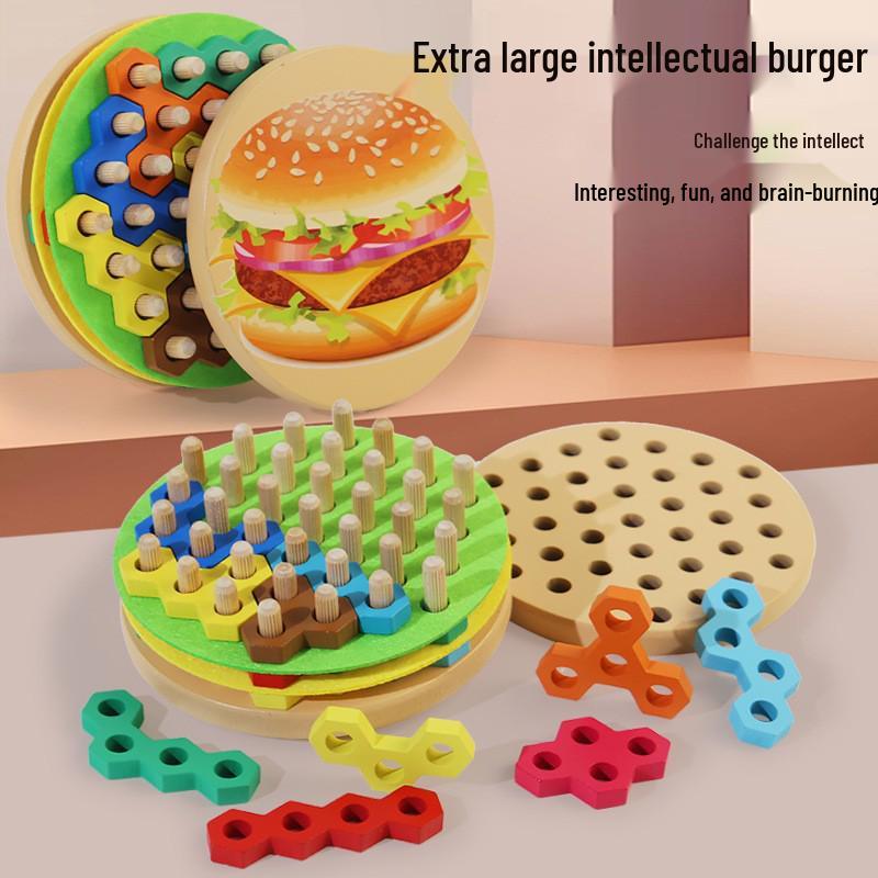 

Деревянные кольца для складывания гамбургера - Детская логическая и образовательная игрушка