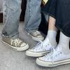 S white low-top canvas shoes men's retro women's shoes pointed student board shoes classic trendy shoes