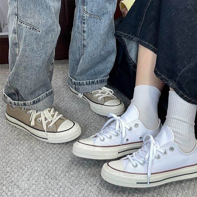 S white low-top canvas shoes men's retro women's shoes pointed student board shoes classic trendy shoes
