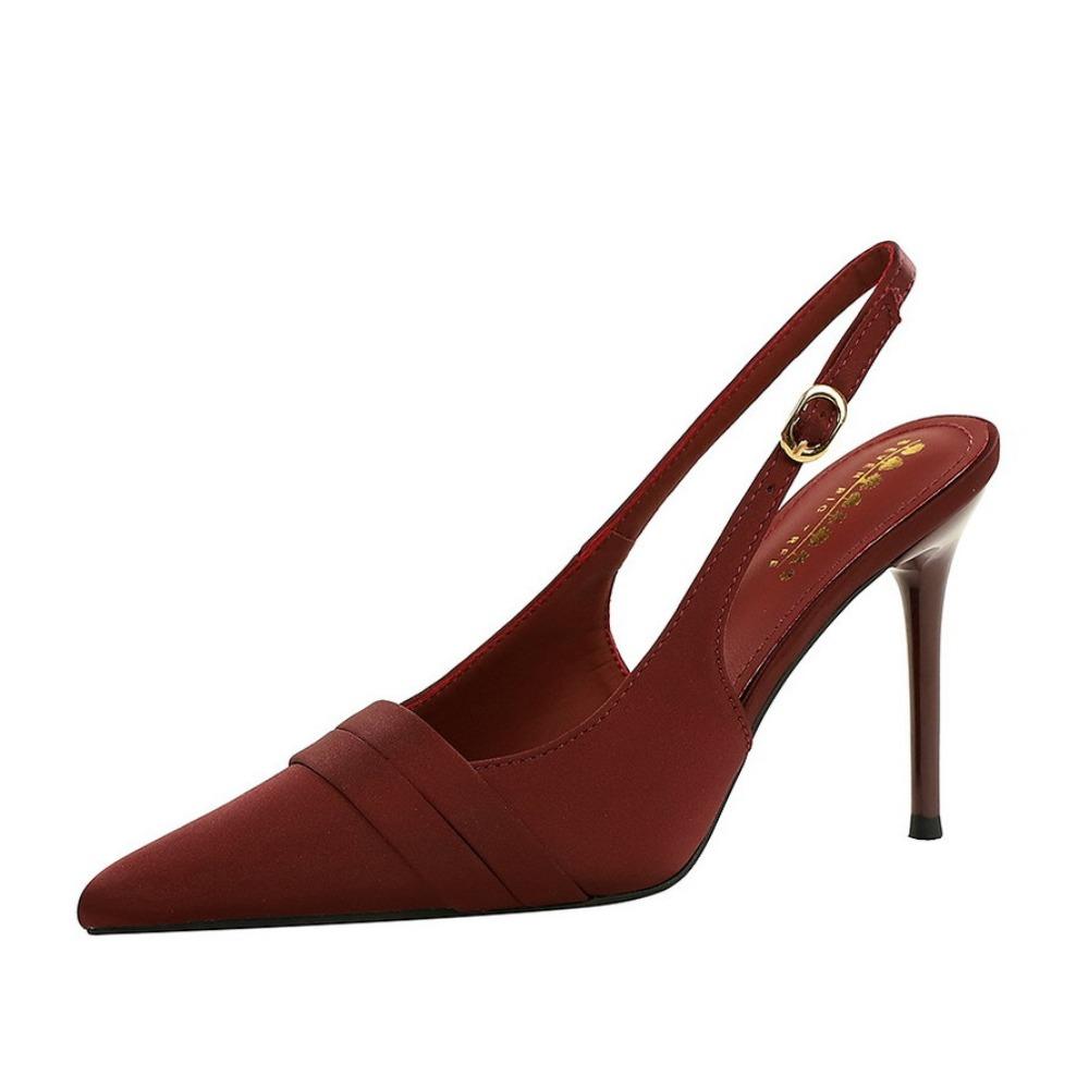 Scarpe Décolleté da Donna Francesi in Raso Slingback, Tacco Stiletto Sottile A Punta Bassa Con Fibbia A Cinturino Singolo Per Feste Banchetti DS-7317-3