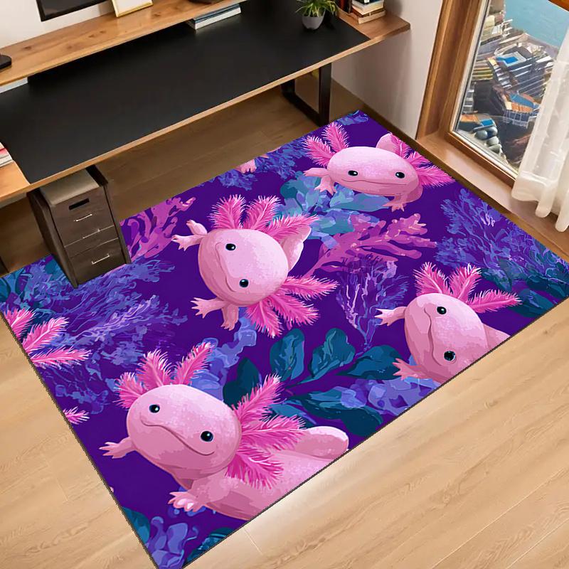 Crystal Velvet Axolotl Printed Area Rug for Bedroom, Living Room, And Home Office Decoration, Stylish Mat for Bedside S11