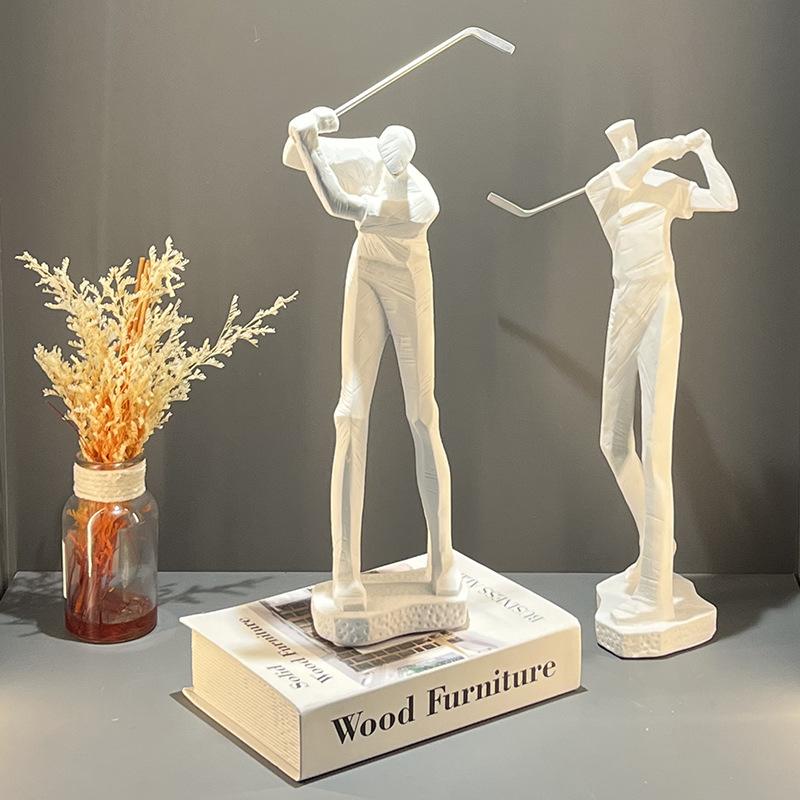 Home Decor Statues Golf Sports Figures Abstract Human Body Sculpture  Play Golf Resin Decorative Figurines Desktop decor Statues